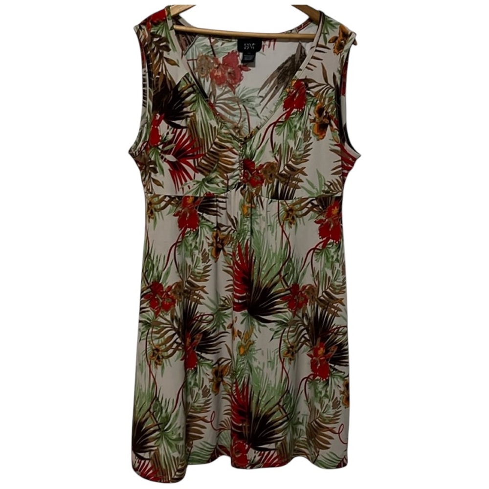 G2- muticolor jungle design short dress sleeveless flowy soft casual 2xl